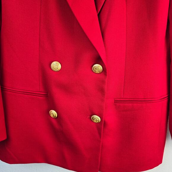Pendleton Suit Coat Women's 8 Red Wool Gold Button Double Breasted Career Preppy - Picture 7 of 12